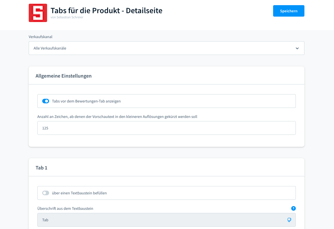 Ein Tab für die Produkt - Detailseite Ein Tab für die Produkt - Detailseite
